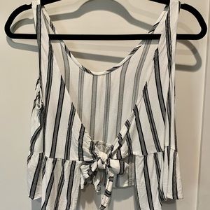 LA hearts Striped Peplum Crop Top with open Back